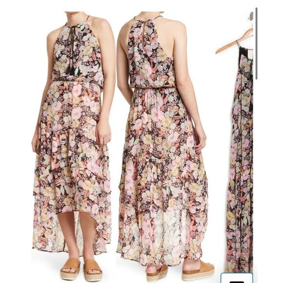 NWT Melrose and Market Floral Halter Neck Tiered High/Low Hem Dress size small - Picture 1 of 4